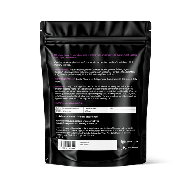 XO Fitness Creatine Chewable 100 Tabs Alternative Image
